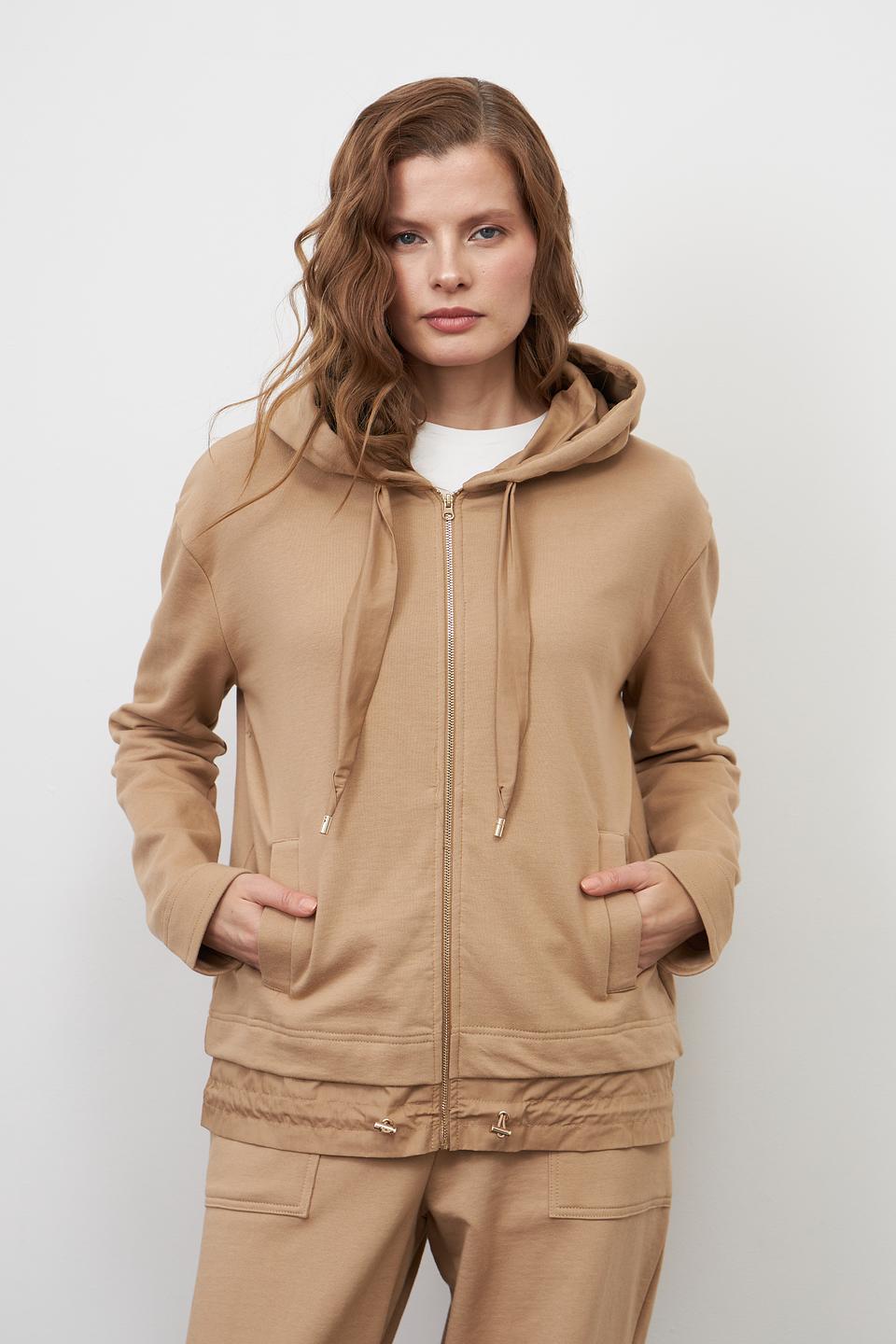 Пуловер Pezzo на молнии бежевый