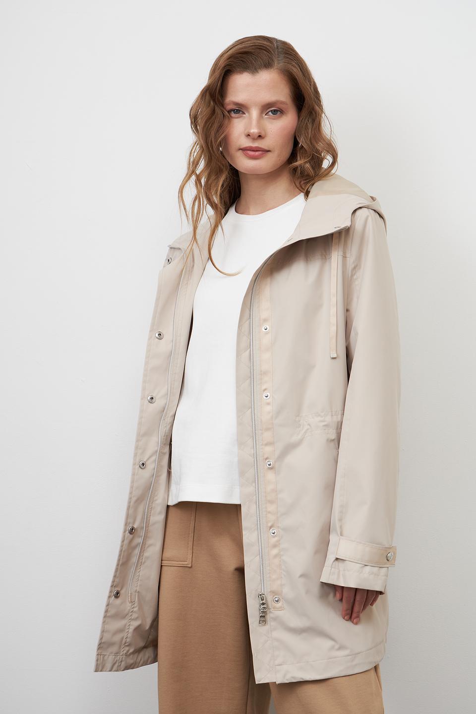 Плащ Pezzo бежевый с капюшоном