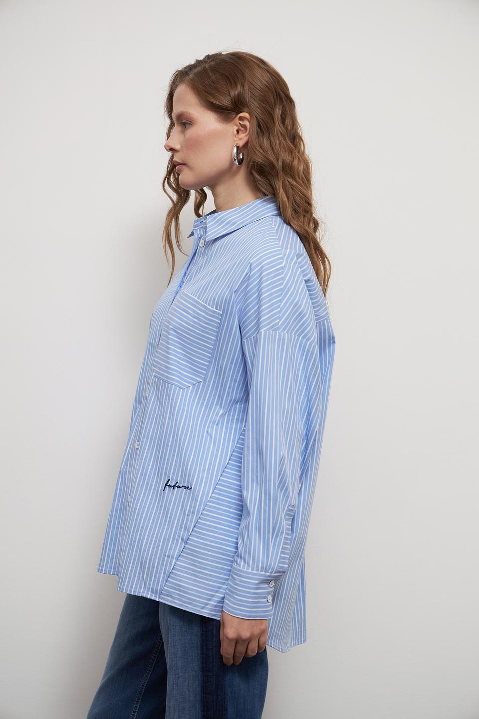 Рубашка Lecomte в полоску голубую