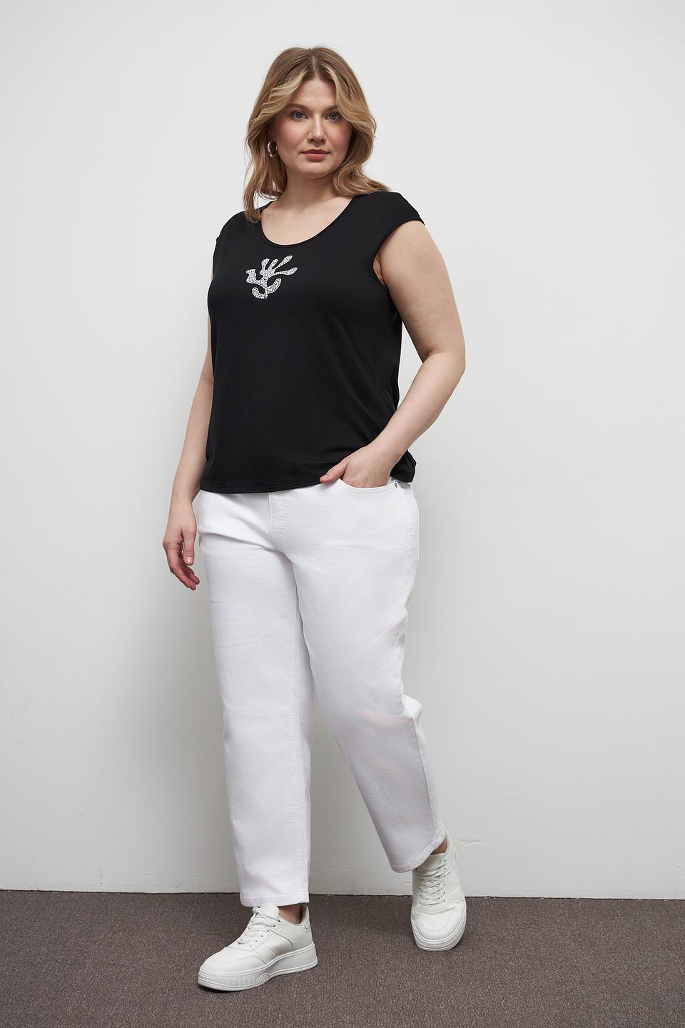 Топ Doris Streich с вышивкой чёрный