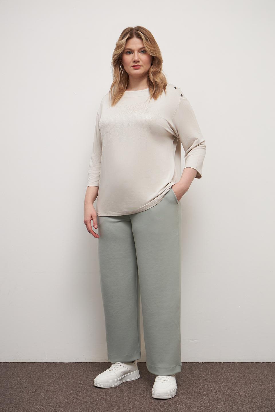 Лонгслив Lebek бежевый с плечами