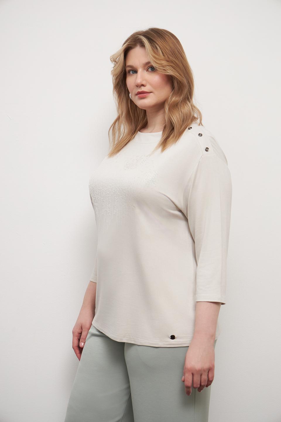 Лонгслив Lebek бежевый с плечами