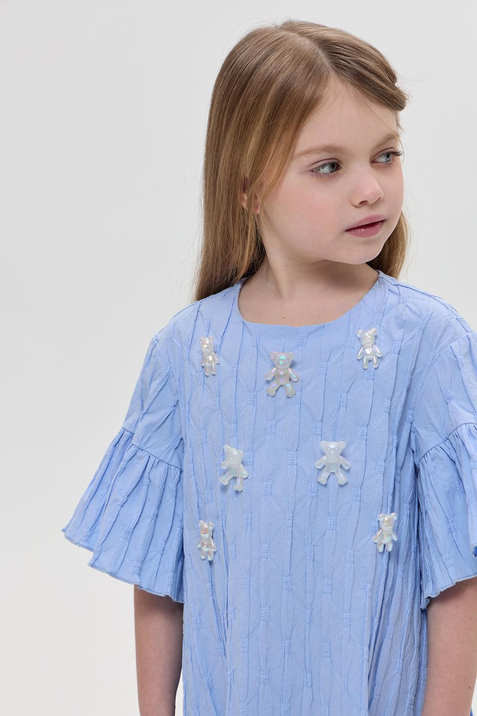 Платье Choupette дев. голубое с вышивкой