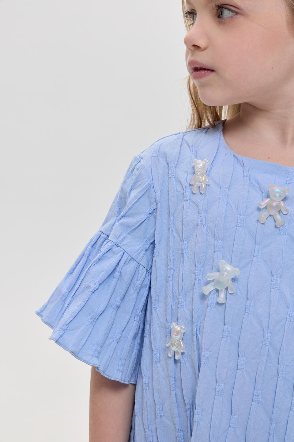 Платье Choupette дев. голубое с вышивкой