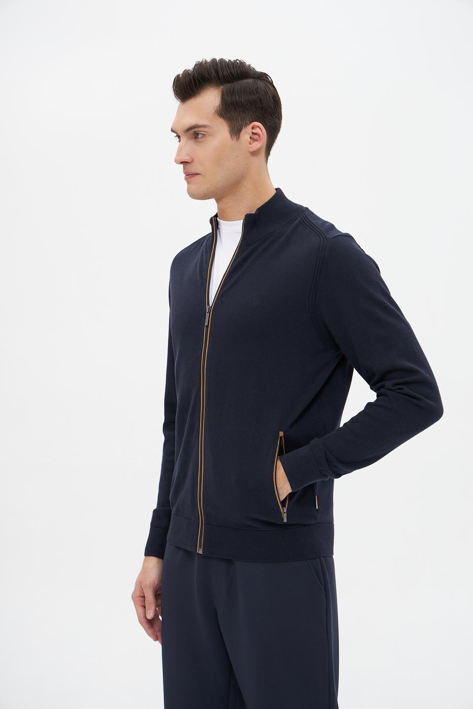 Кардиган Bugatti темно-синий на молнии
