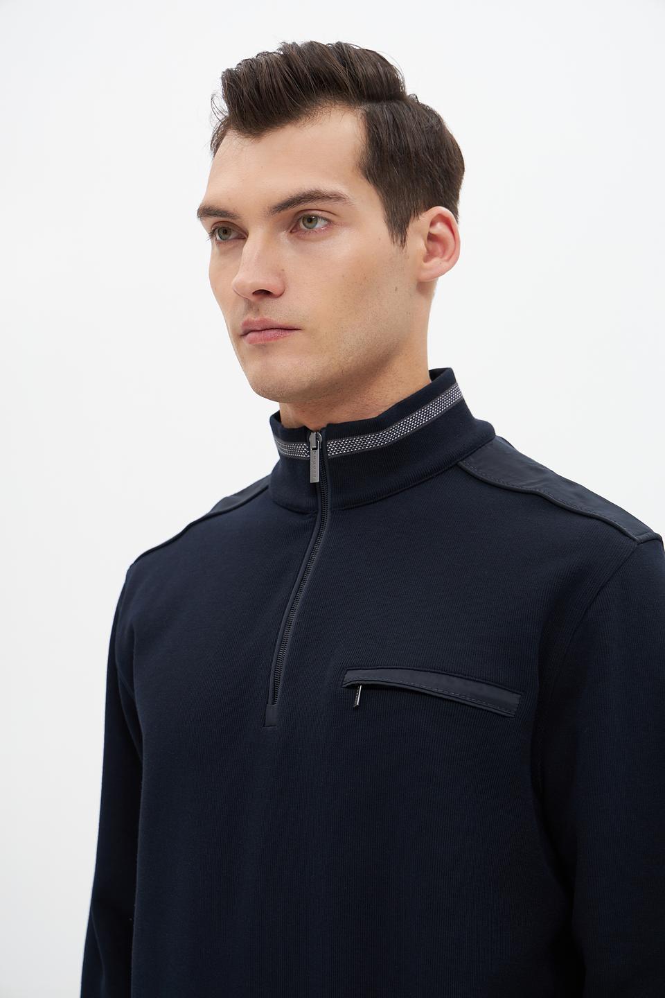 Джемпер Bugatti с молнией темно-синий