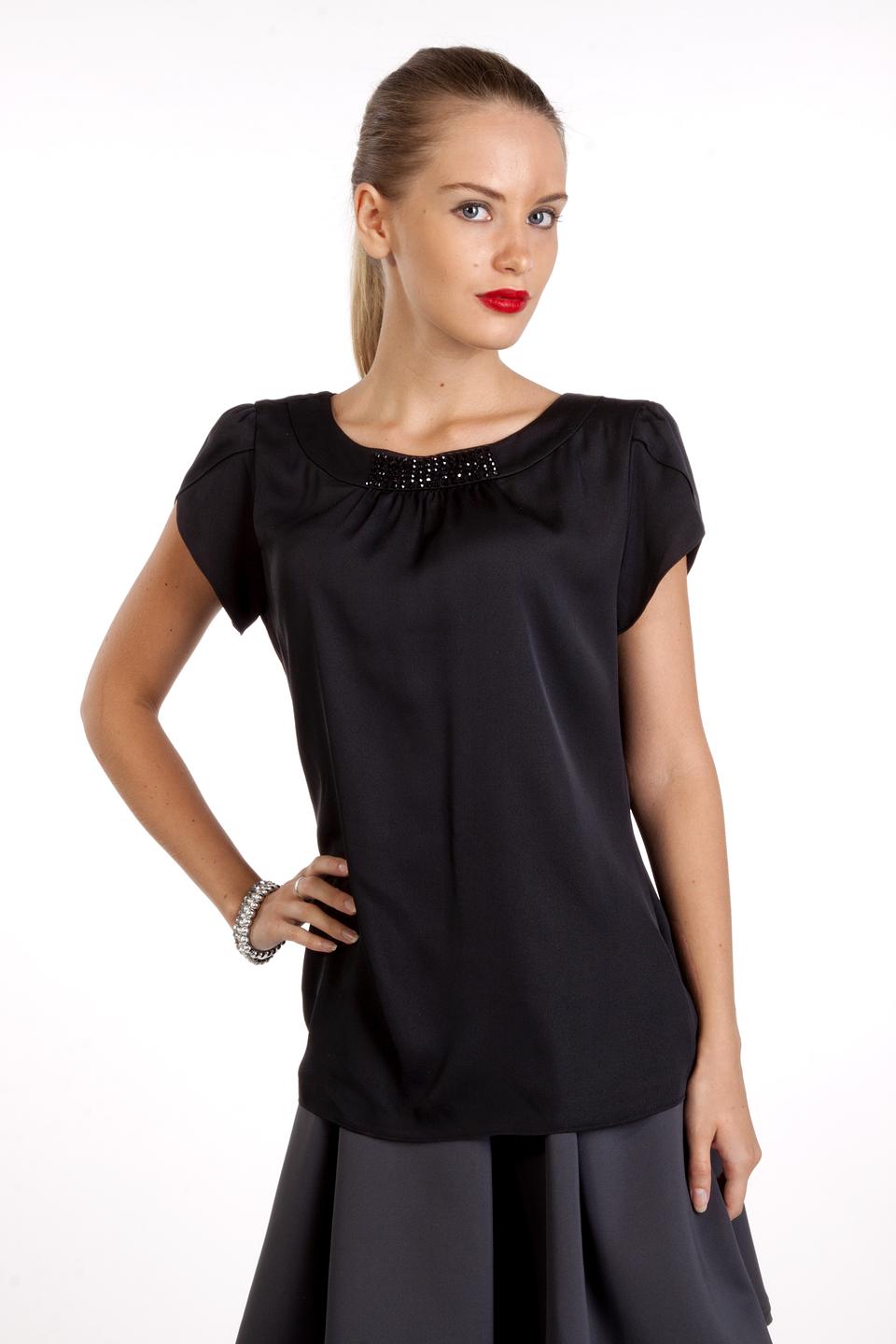 Блуза Taifun с вышивкой бисером черная
