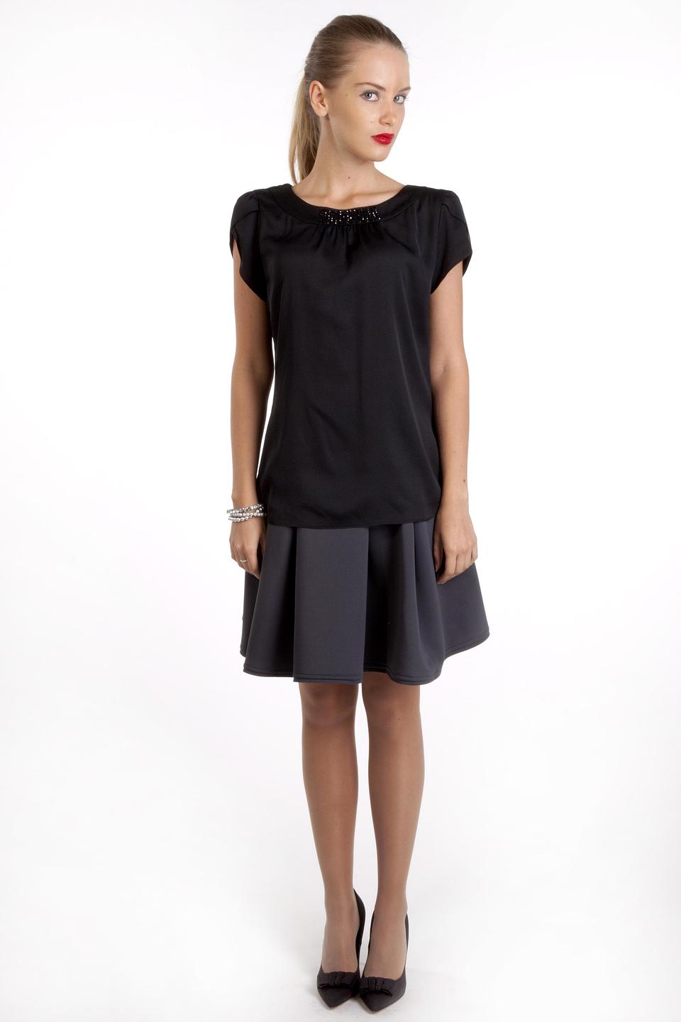 Блуза Taifun с вышивкой бисером черная