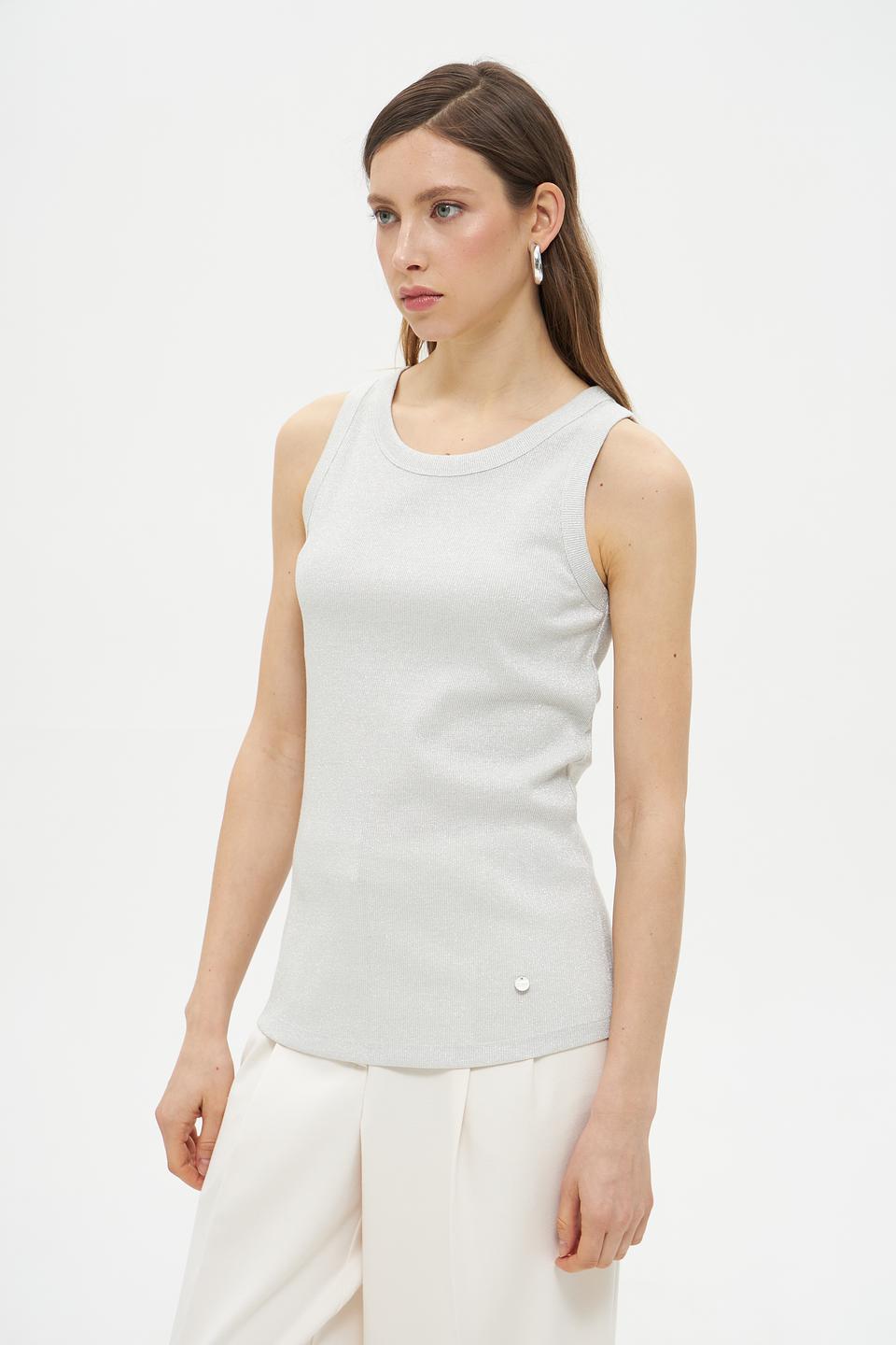 Топ Lecomte с металликом серый