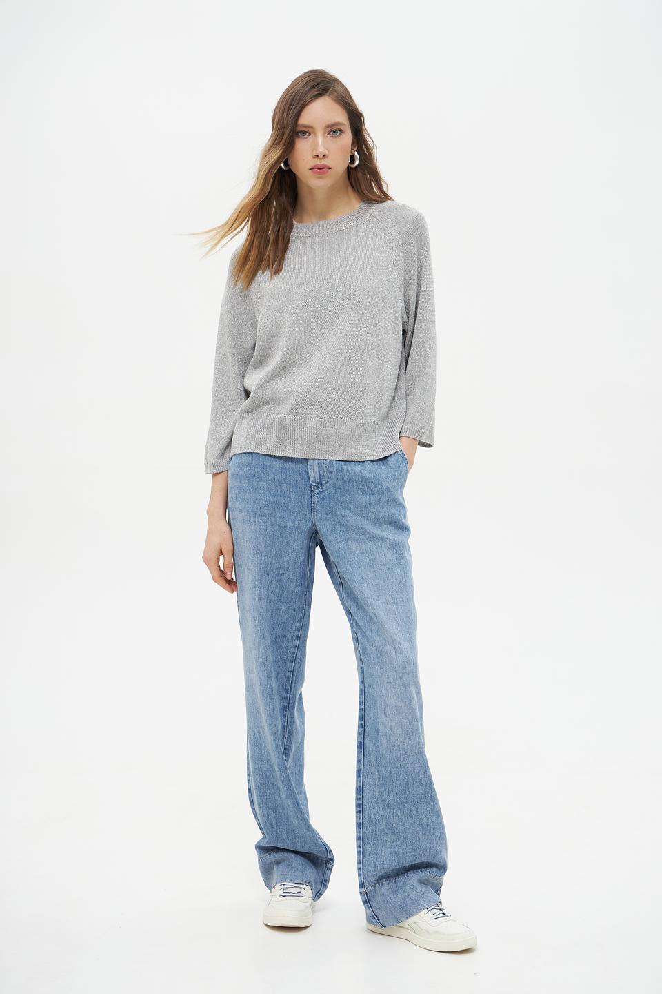 Пуловер Lecomte серый с 3/4 рукавом