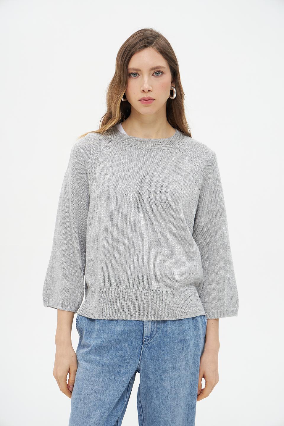 Пуловер Lecomte серый с 3/4 рукавом