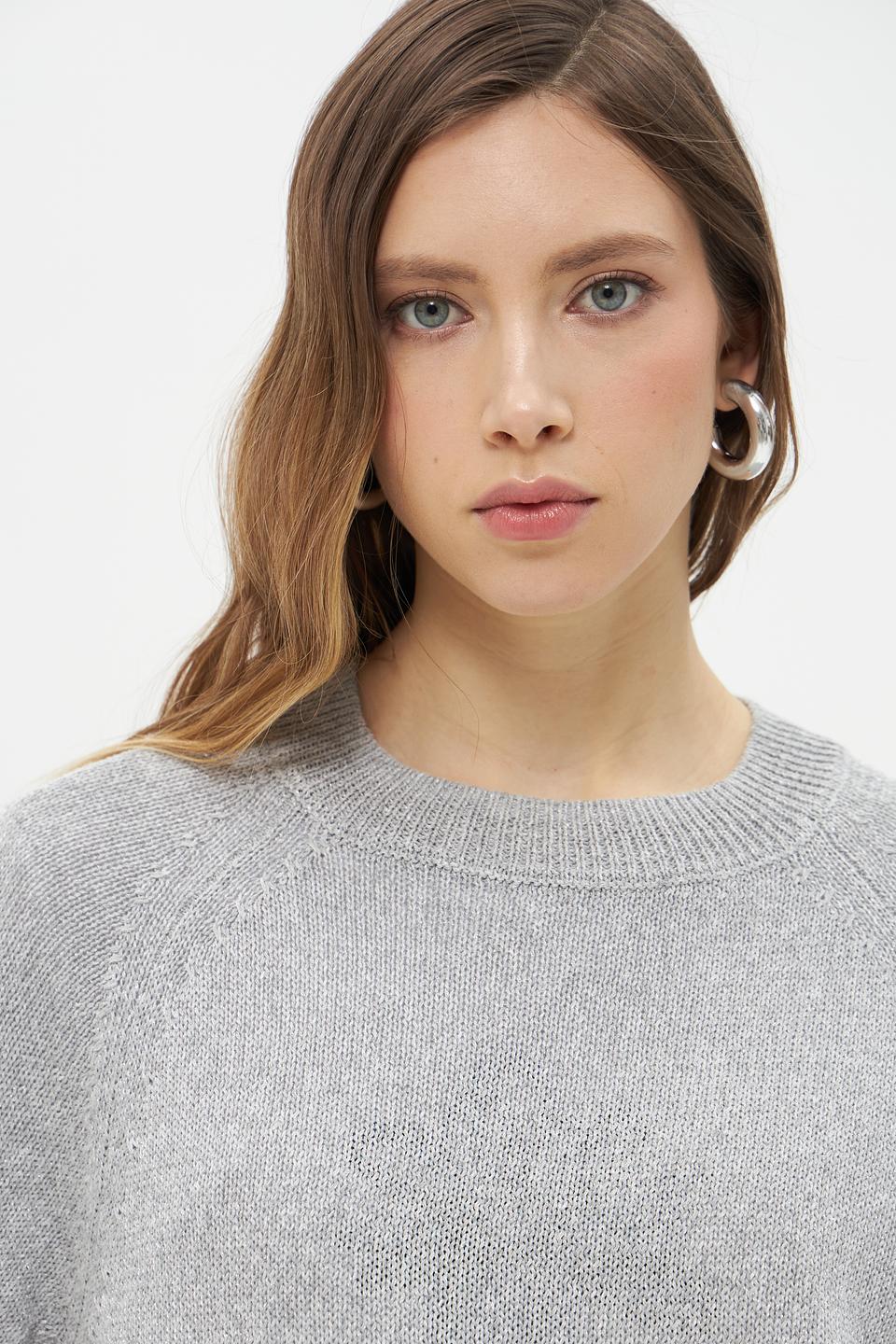 Пуловер Lecomte серый с 3/4 рукавом