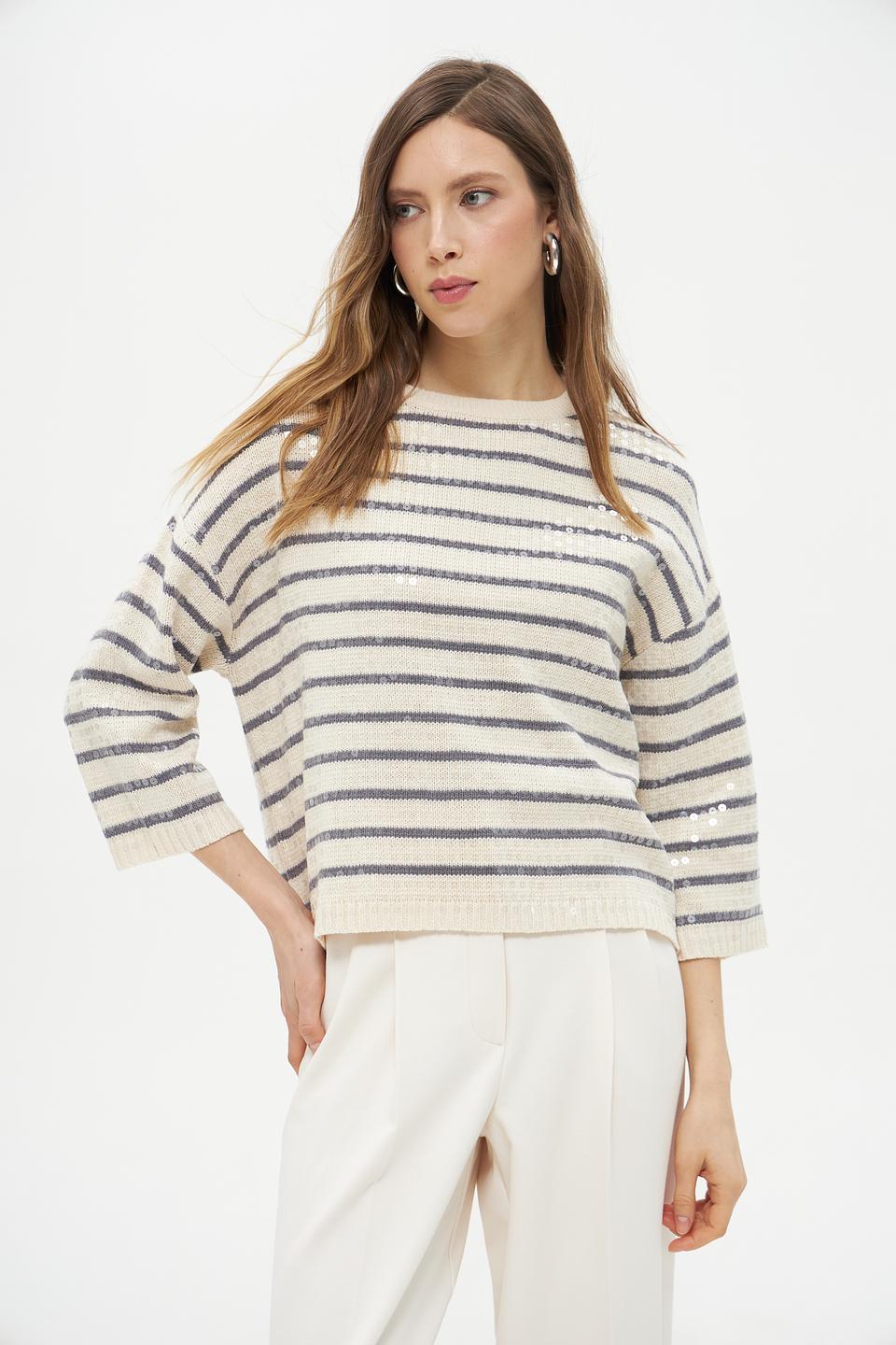 Пуловер Lecomte в полоску
