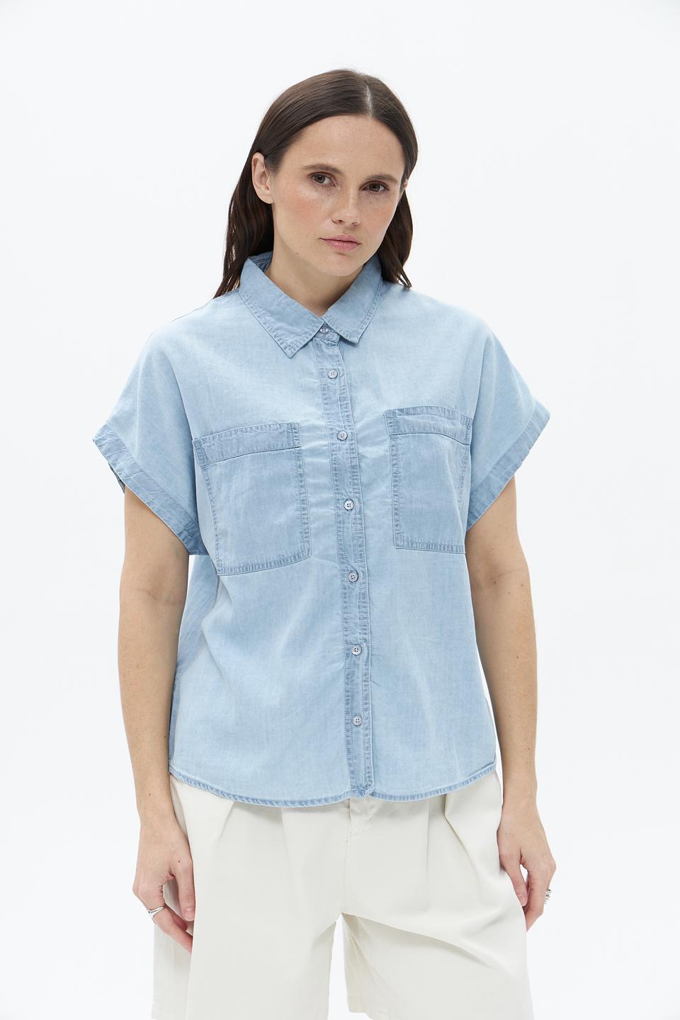 Блуза Broadway джинсовая с коротким рукавом