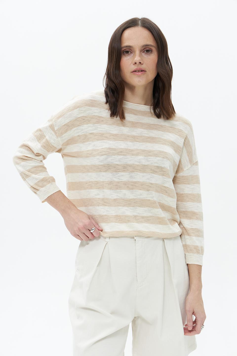 Пуловер Broadway в полоску бежевый