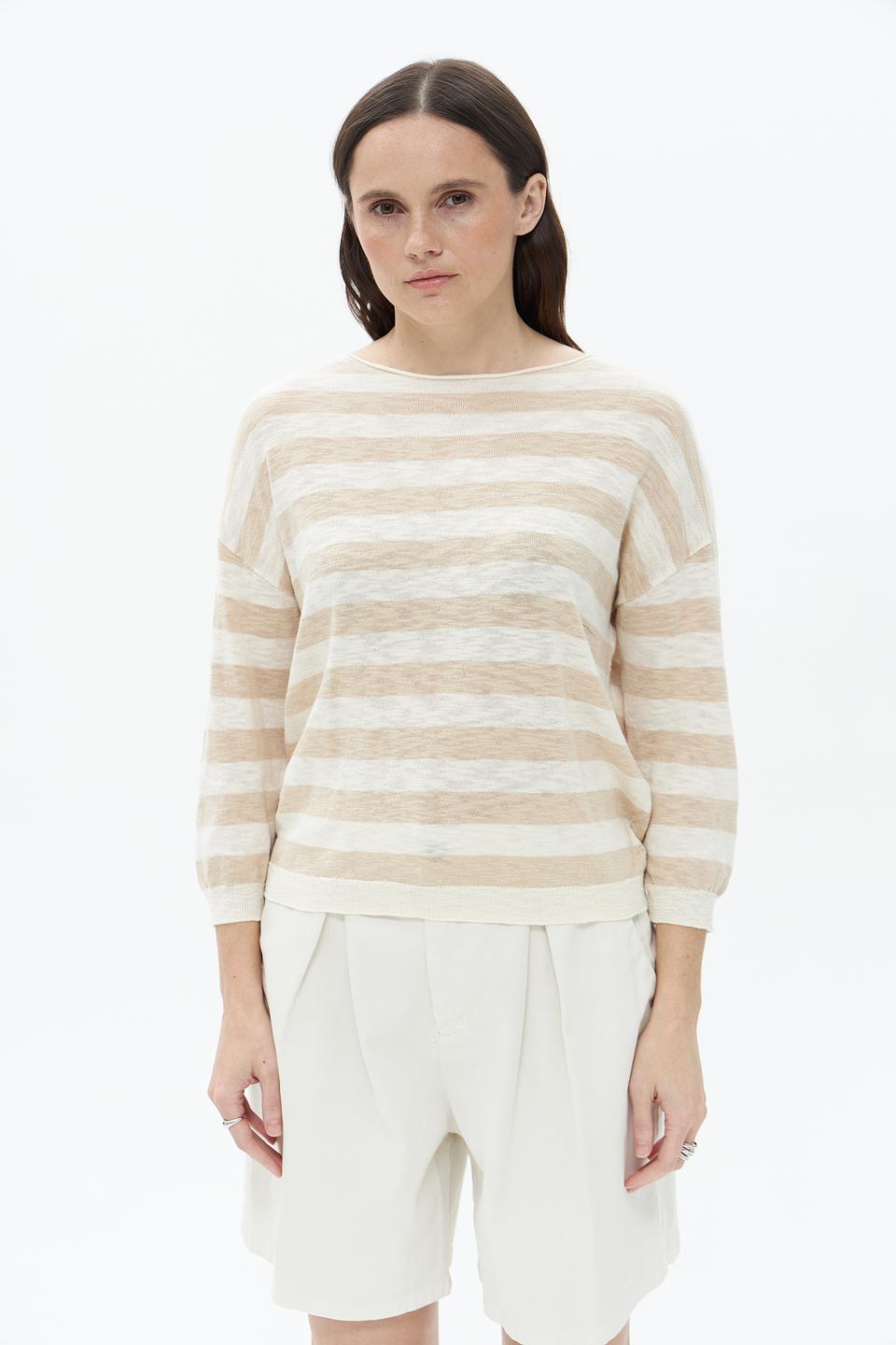 Пуловер Broadway в полоску бежевый