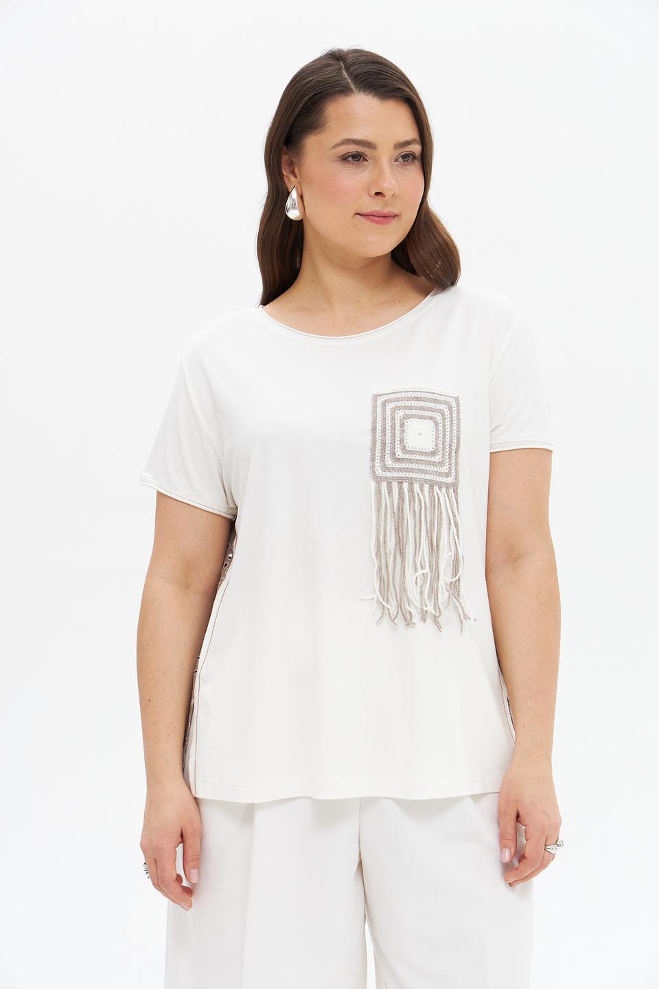 Футболка Tuzzi с бахромой белая