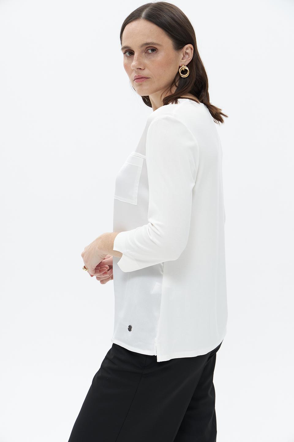 Блузка Barbara Lebek белая с карманом