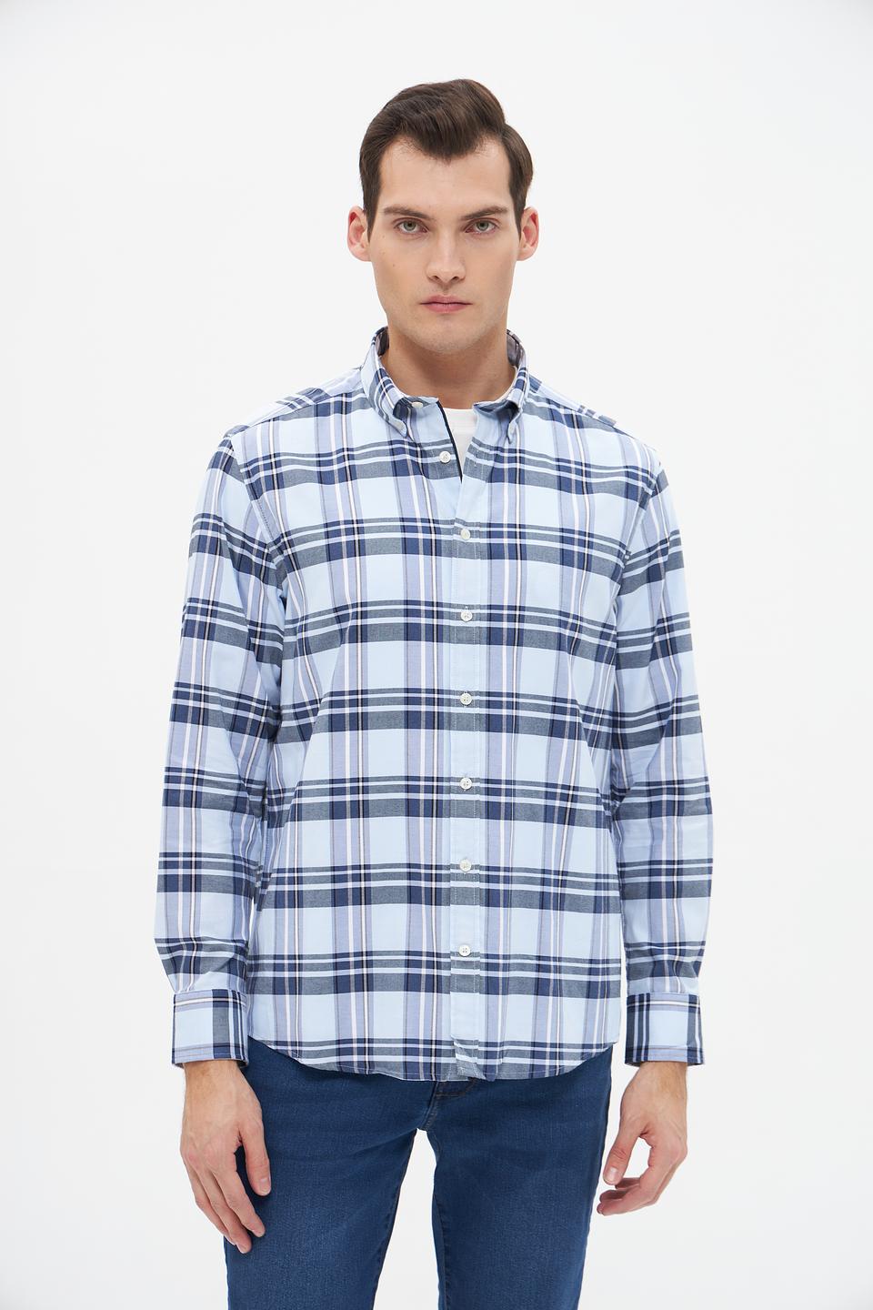 Рубашка Bugatti в клетку голубая