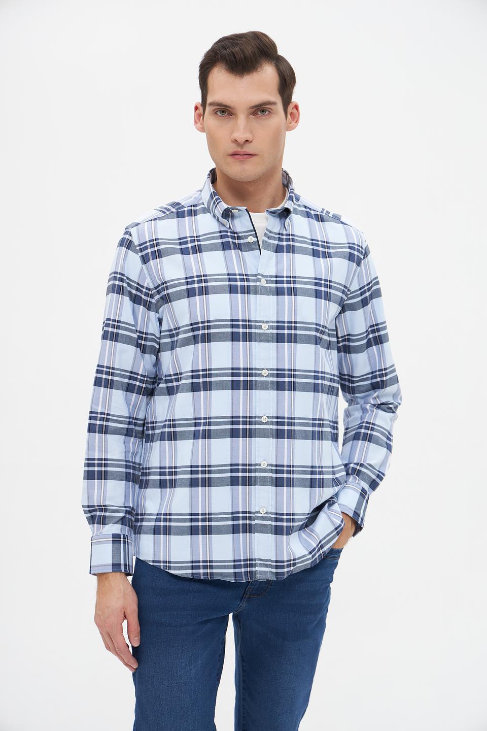 Рубашка Bugatti в клетку голубая