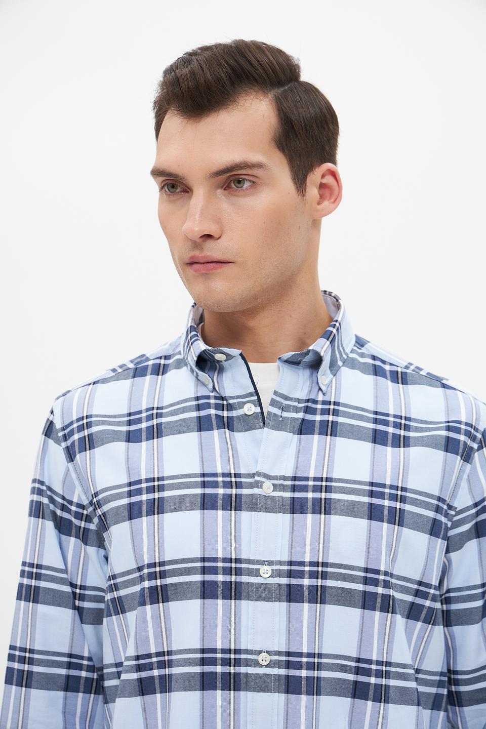 Рубашка Bugatti в клетку голубая