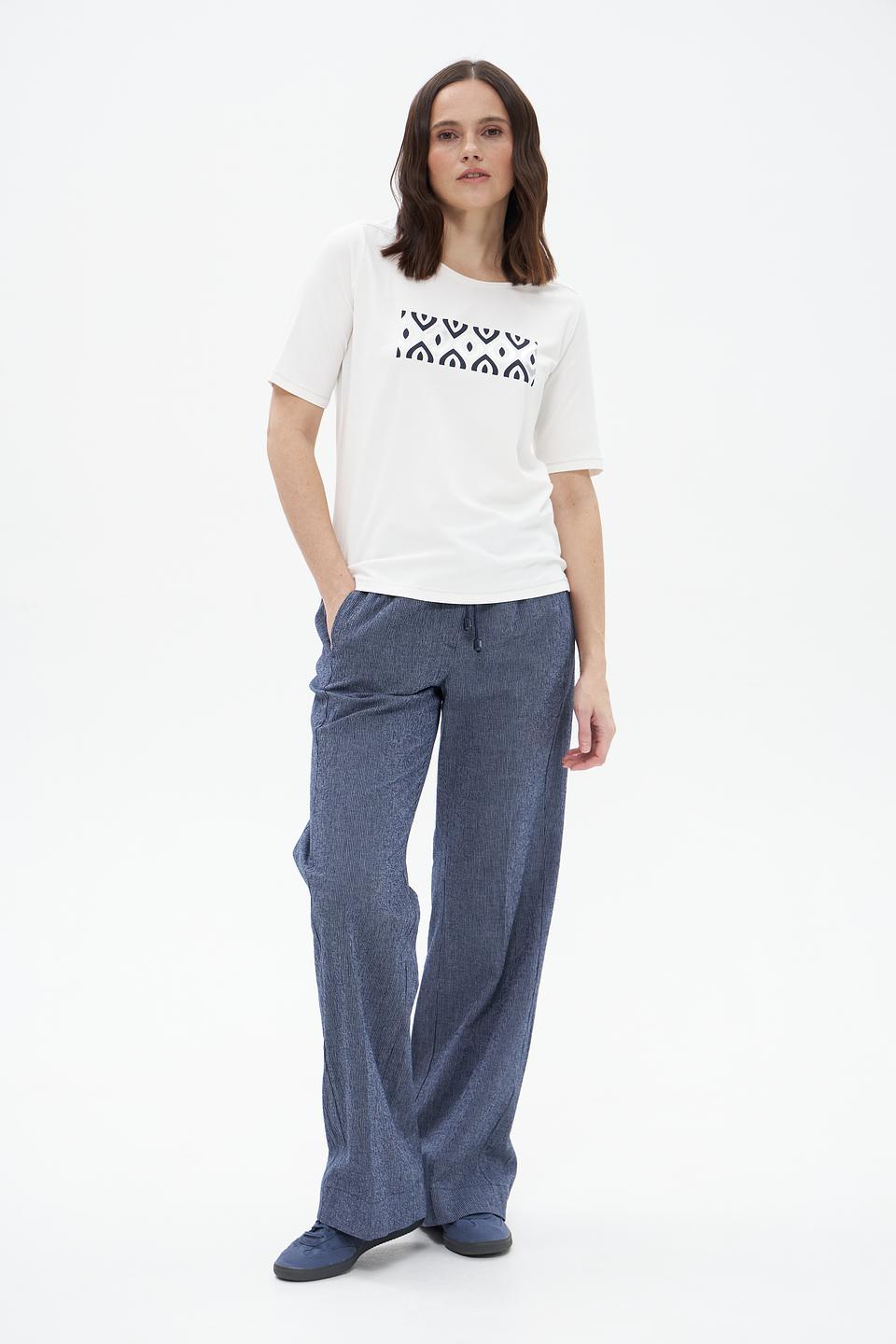 Брюки ZRS льняные широкие синие