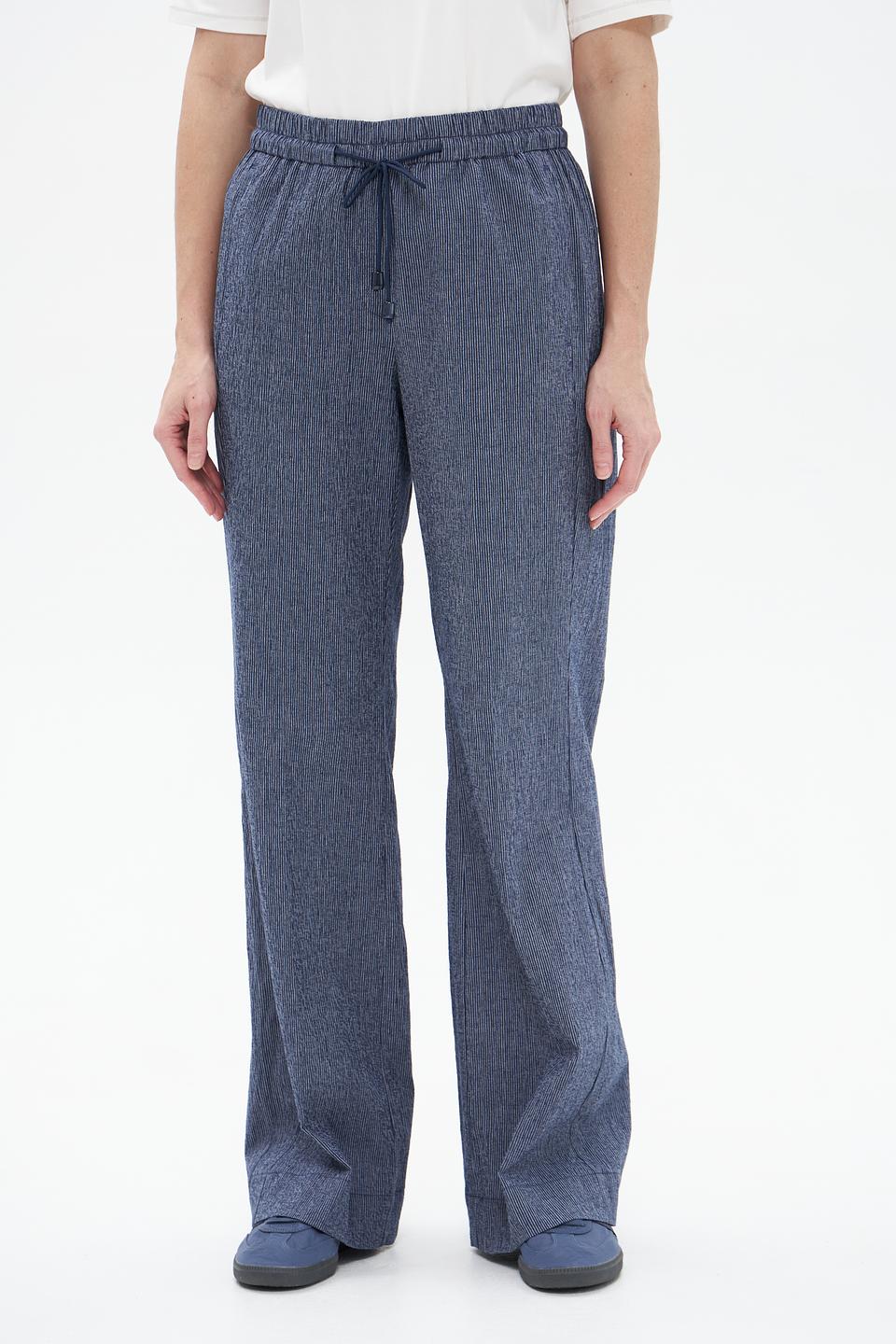 Брюки ZRS льняные широкие синие