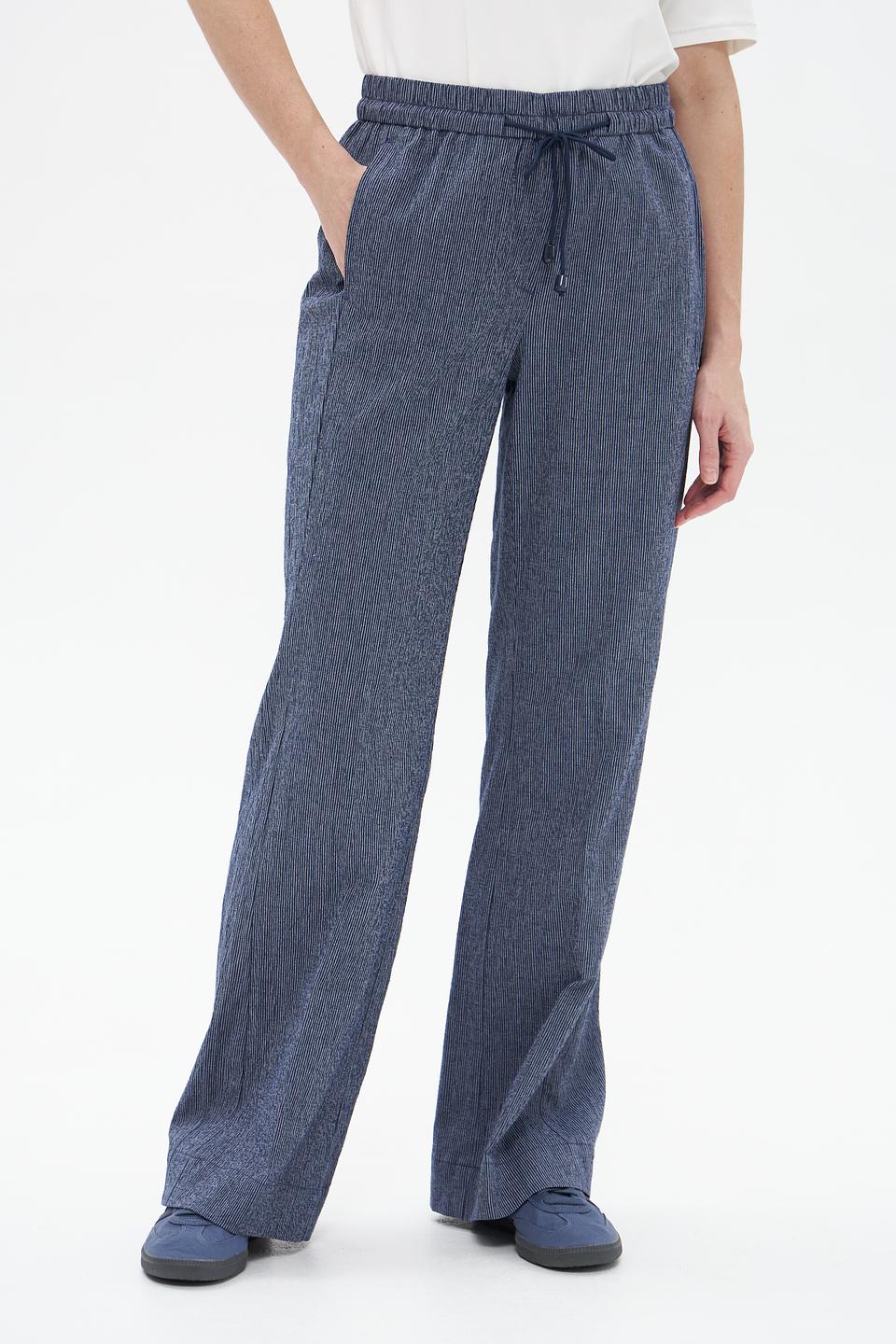 Брюки ZRS льняные широкие синие