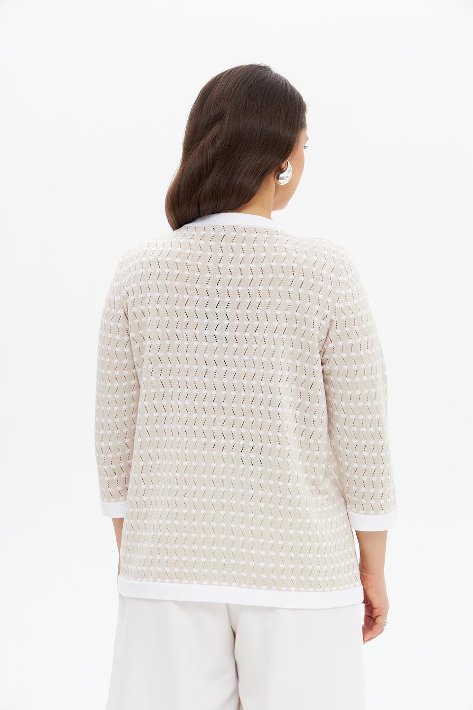 Пуловер Gollehaug с ажуром бежевый