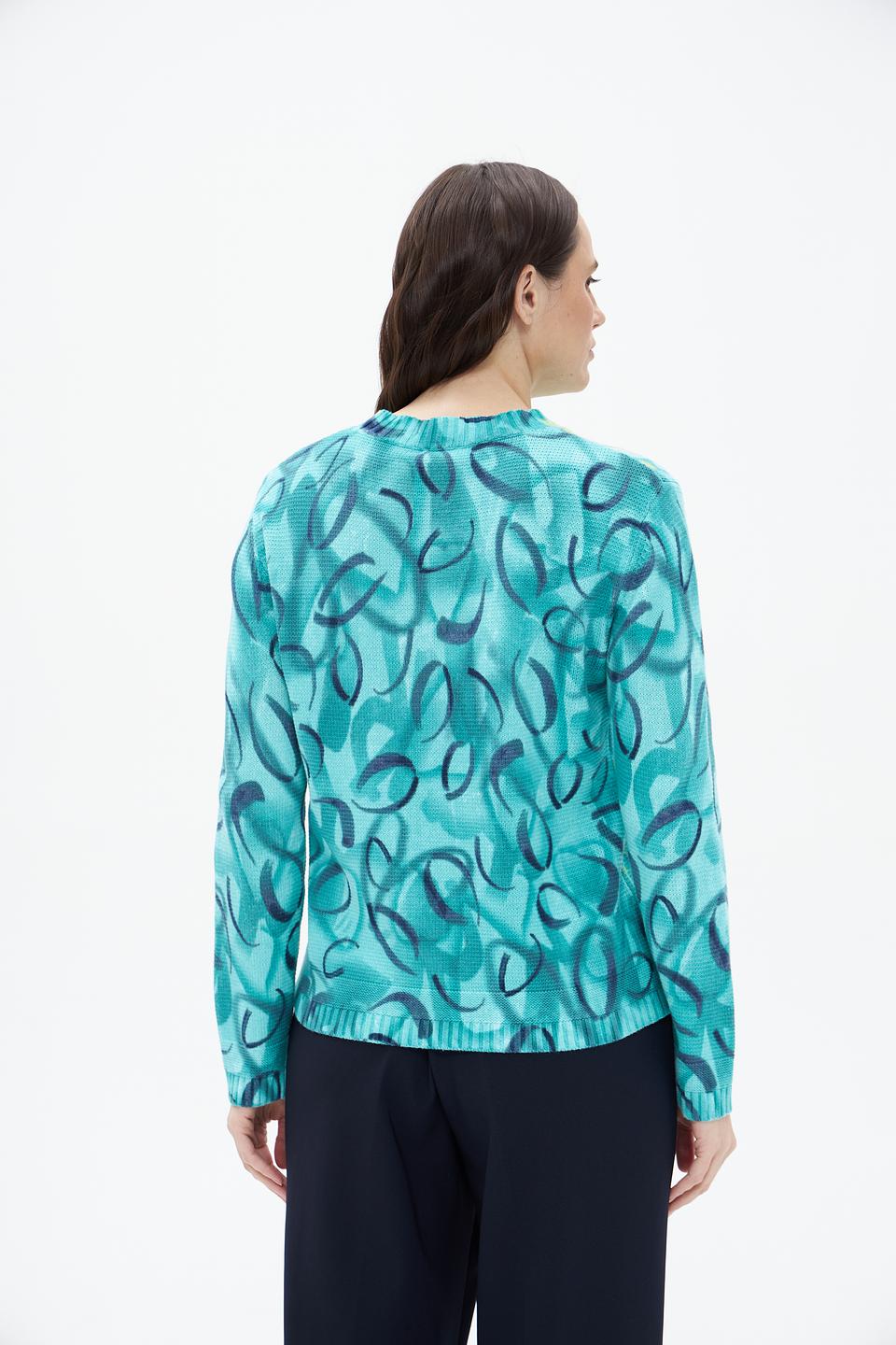 Пуловер Rabe collection с принтом бирюзовый