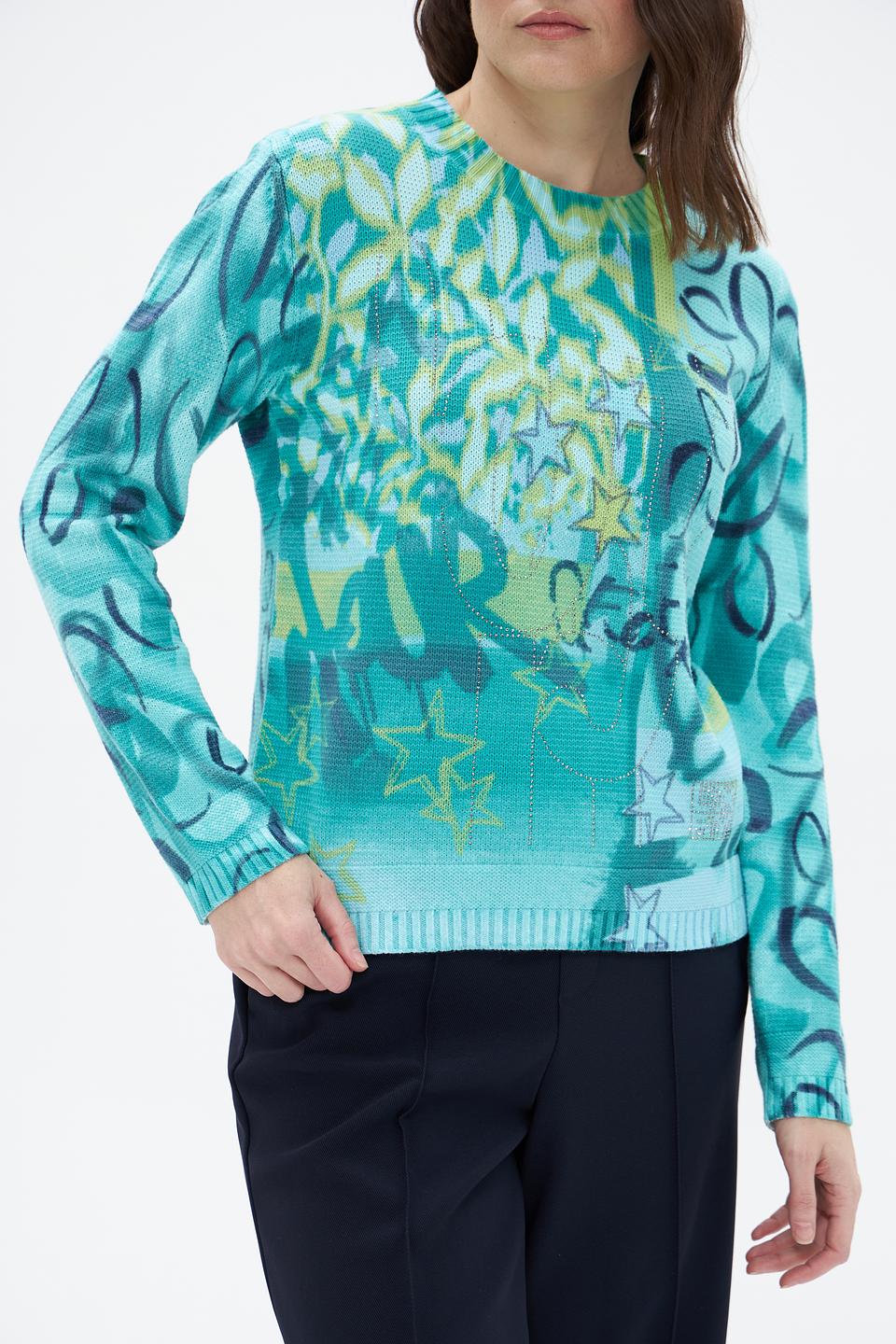 Пуловер Rabe collection с принтом бирюзовый