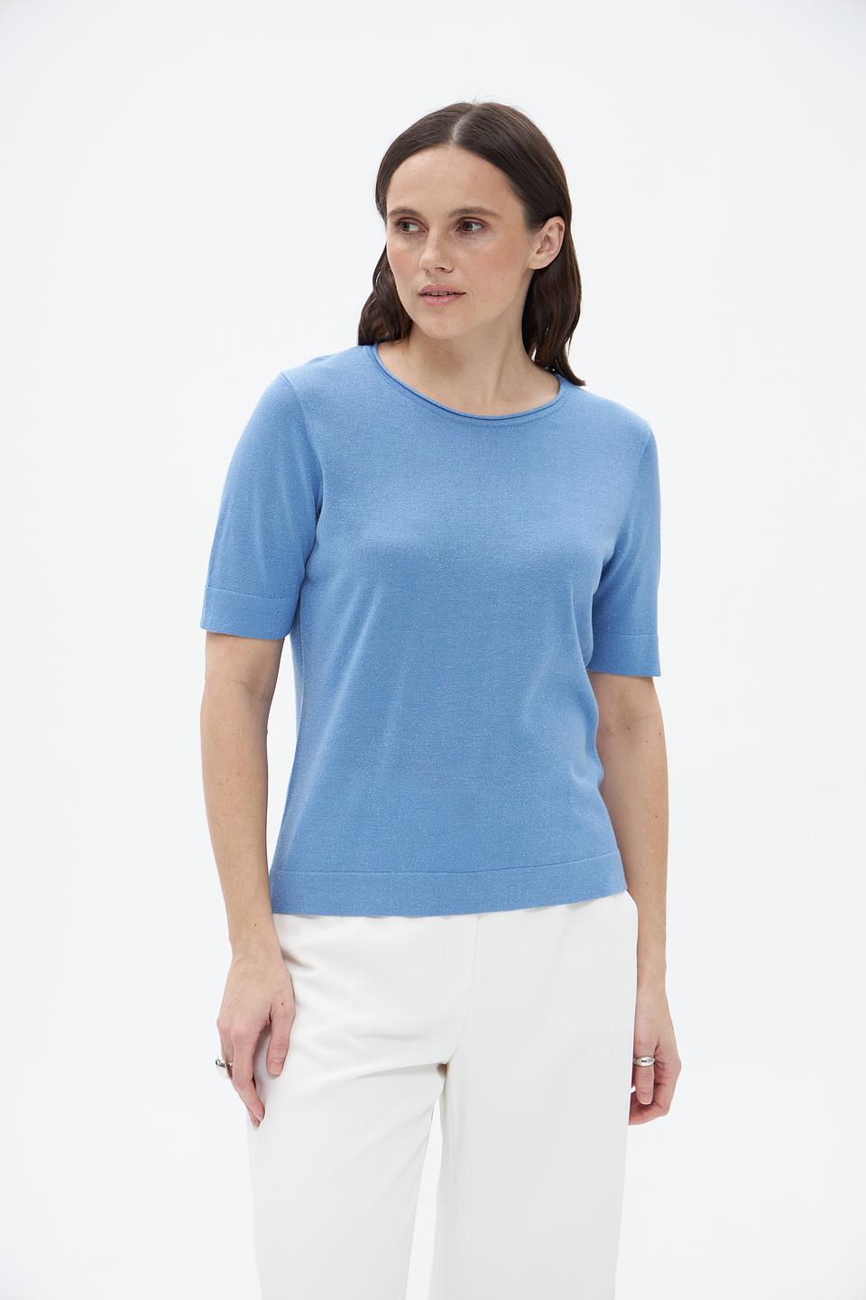 Пуловер Bianca голубой с коротким рукавом