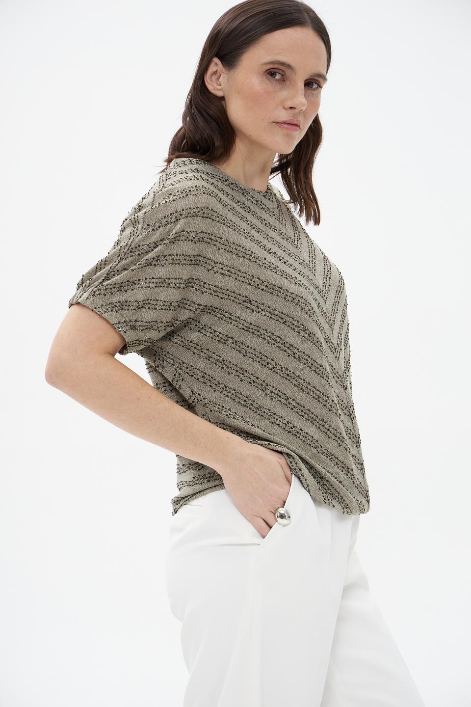 Футболка Bianca с узором бежевая