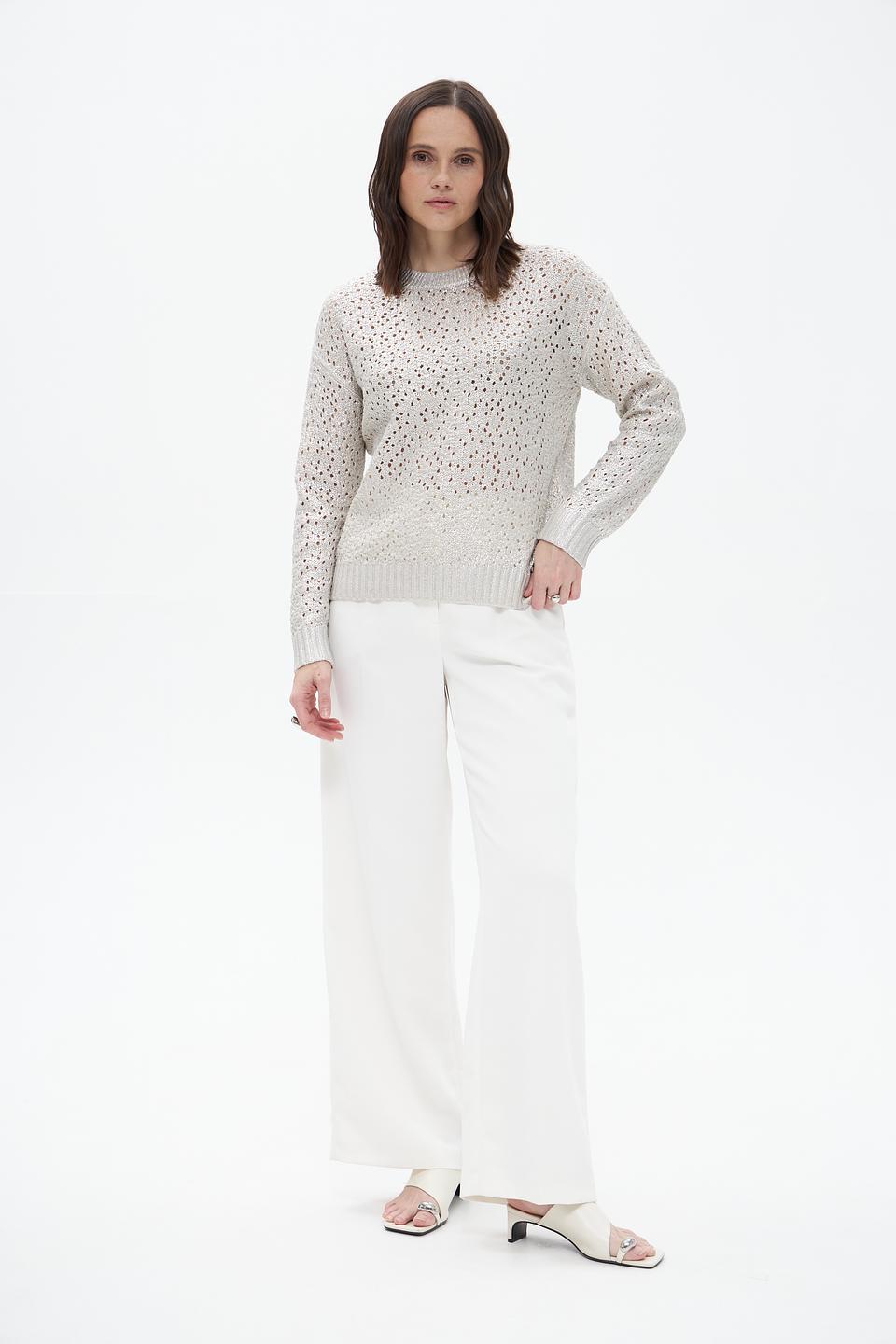 Пуловер Lecomte ажурный бежевый