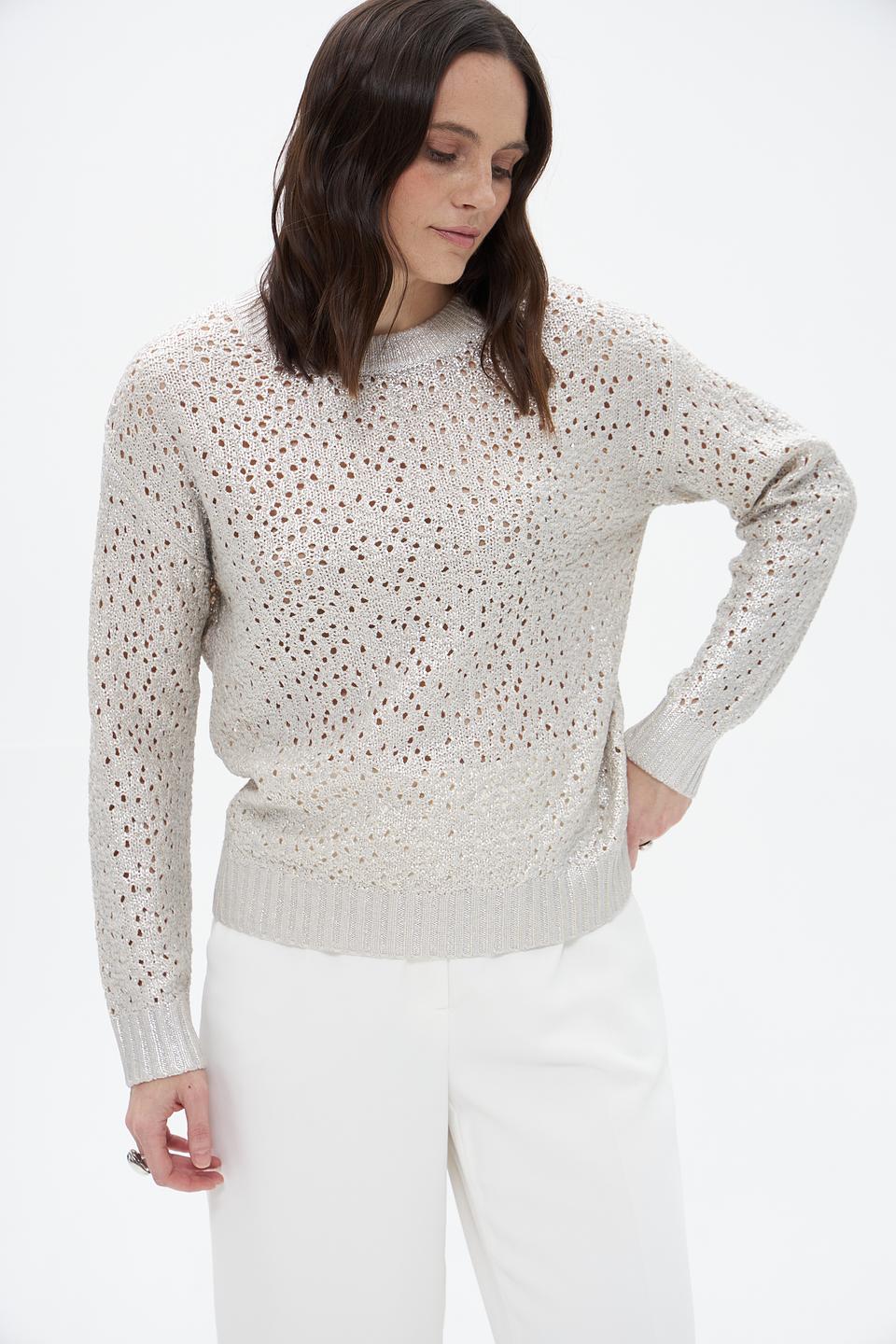 Пуловер Lecomte ажурный бежевый