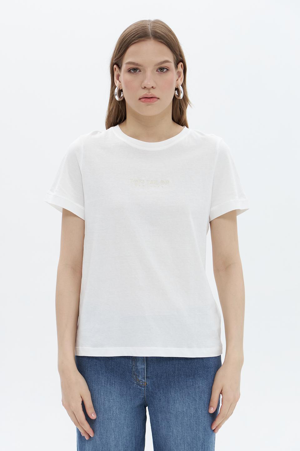 Футболка Tom Tailor женская белая с логотипом
