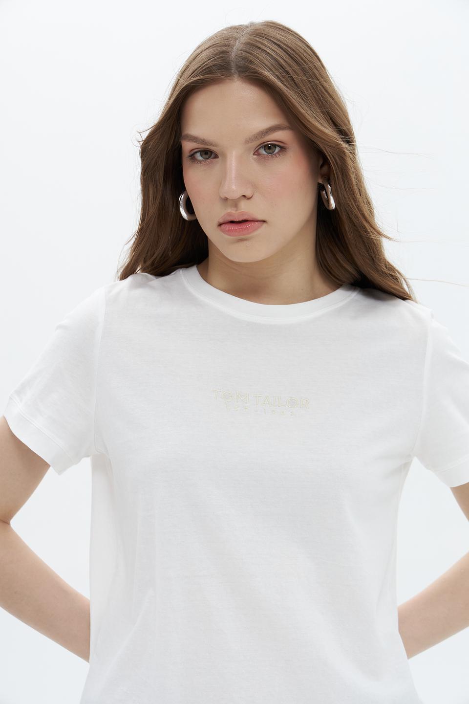 Футболка Tom Tailor женская белая с логотипом