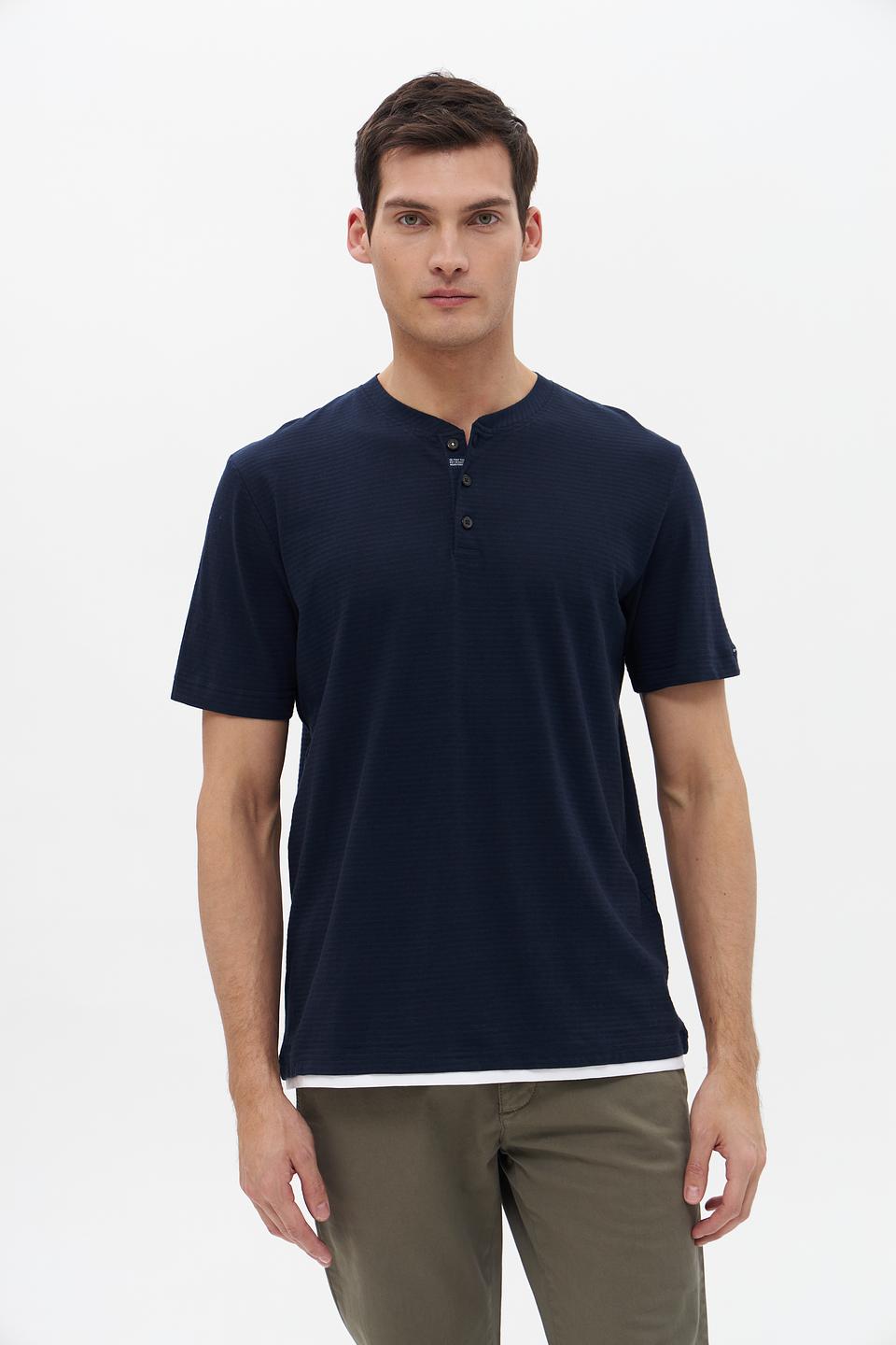 Футболка Tom Tailor темно-синяя с планкой