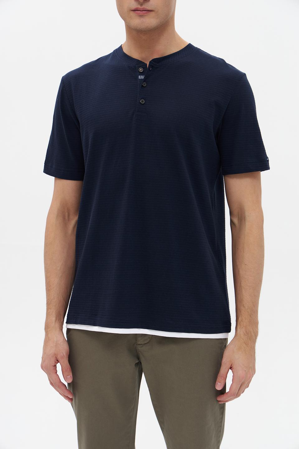 Футболка Tom Tailor темно-синяя с планкой