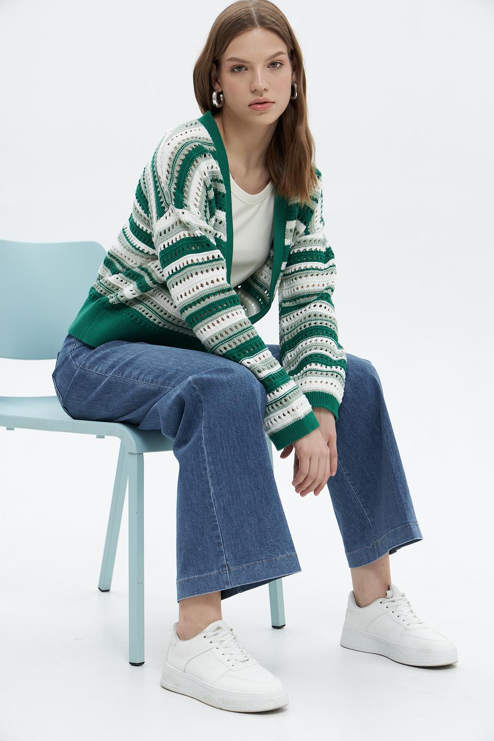 Жакет Tom Tailor полосатый зелёный