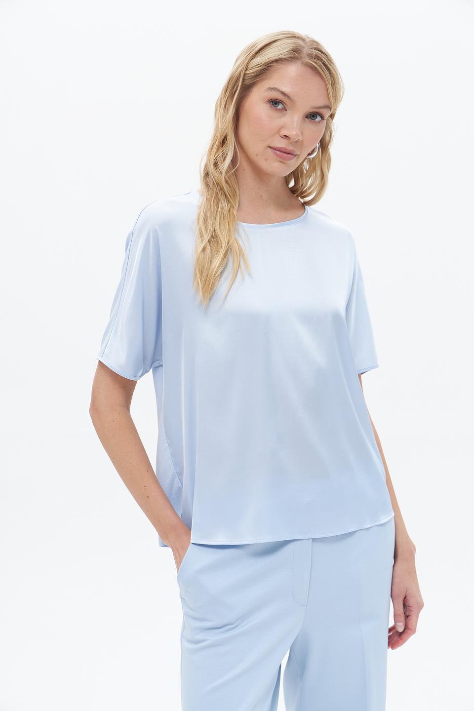 Блуза Gerry Weber голубая с коротким рукавом