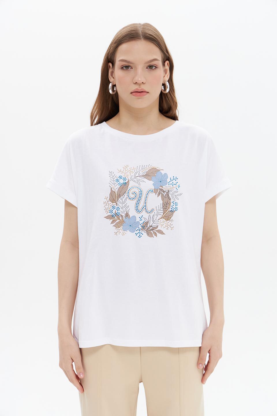 Футболка UNQ с цветочным принтом