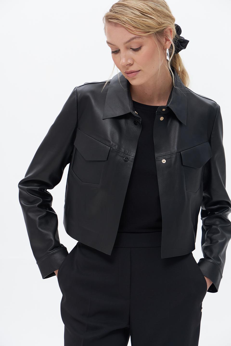 Жакет Marc Cain кожаный чёрный