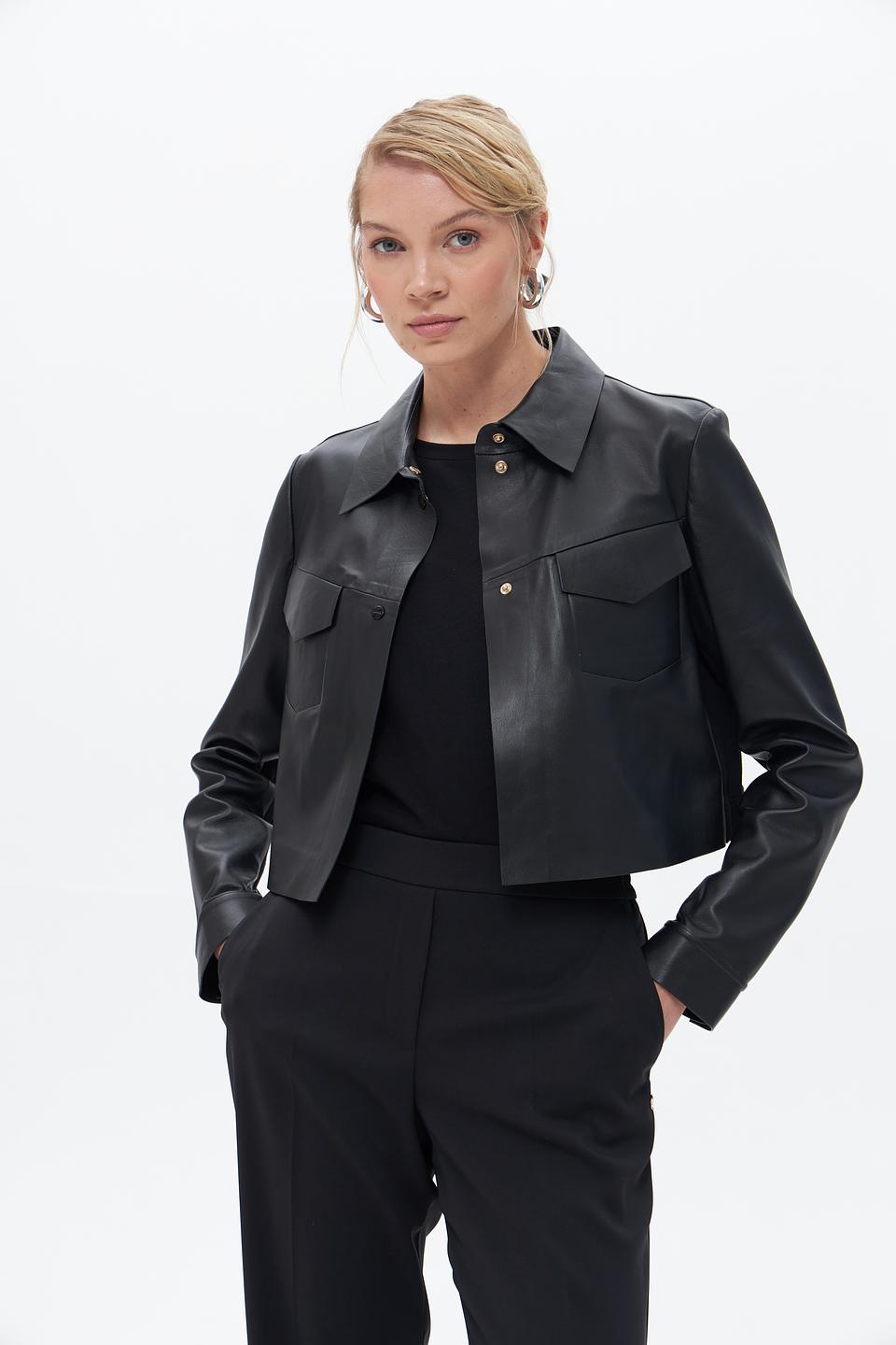 Жакет Marc Cain кожаный чёрный