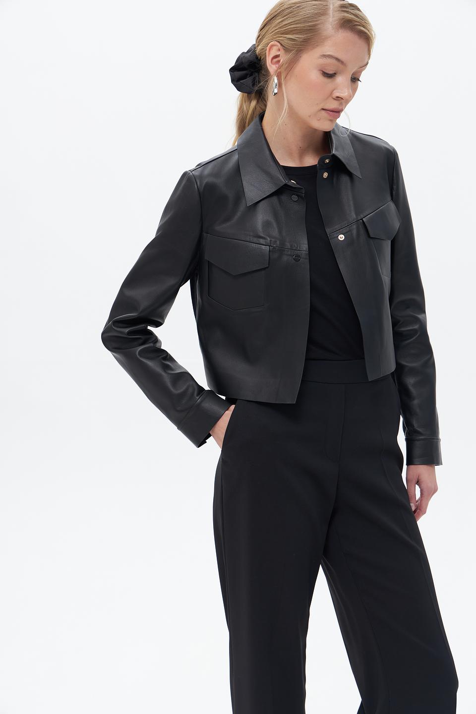 Жакет Marc Cain кожаный чёрный