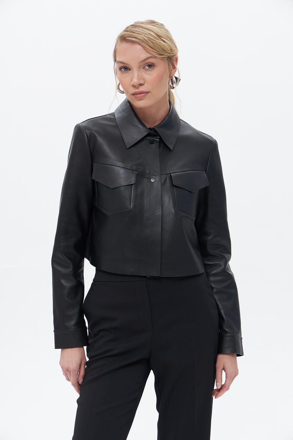 Жакет Marc Cain кожаный чёрный