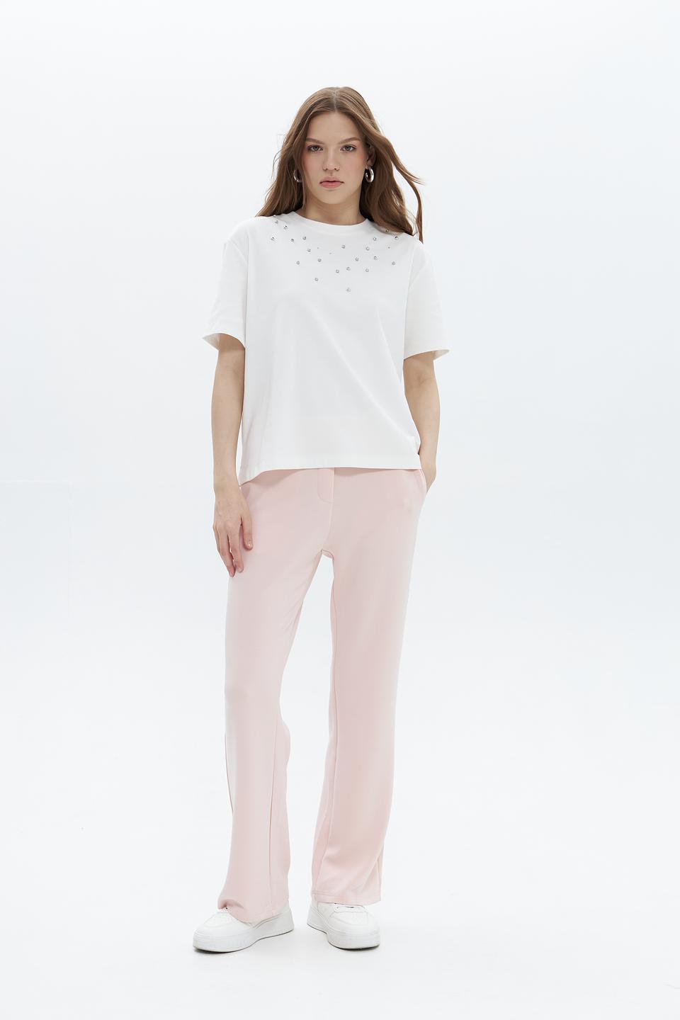 Футболка Oui белая с декоративными элементами