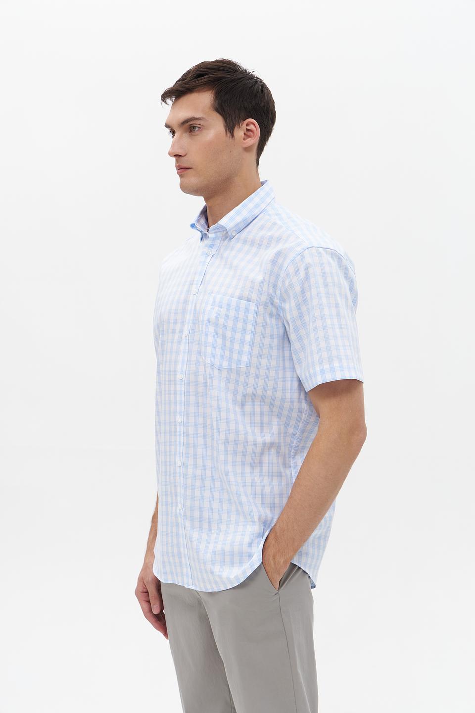 Рубашка кр Seidensticker в клетку голубая