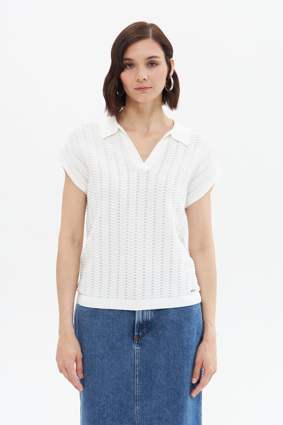 Пуловер Cinque с воротником-поло белый