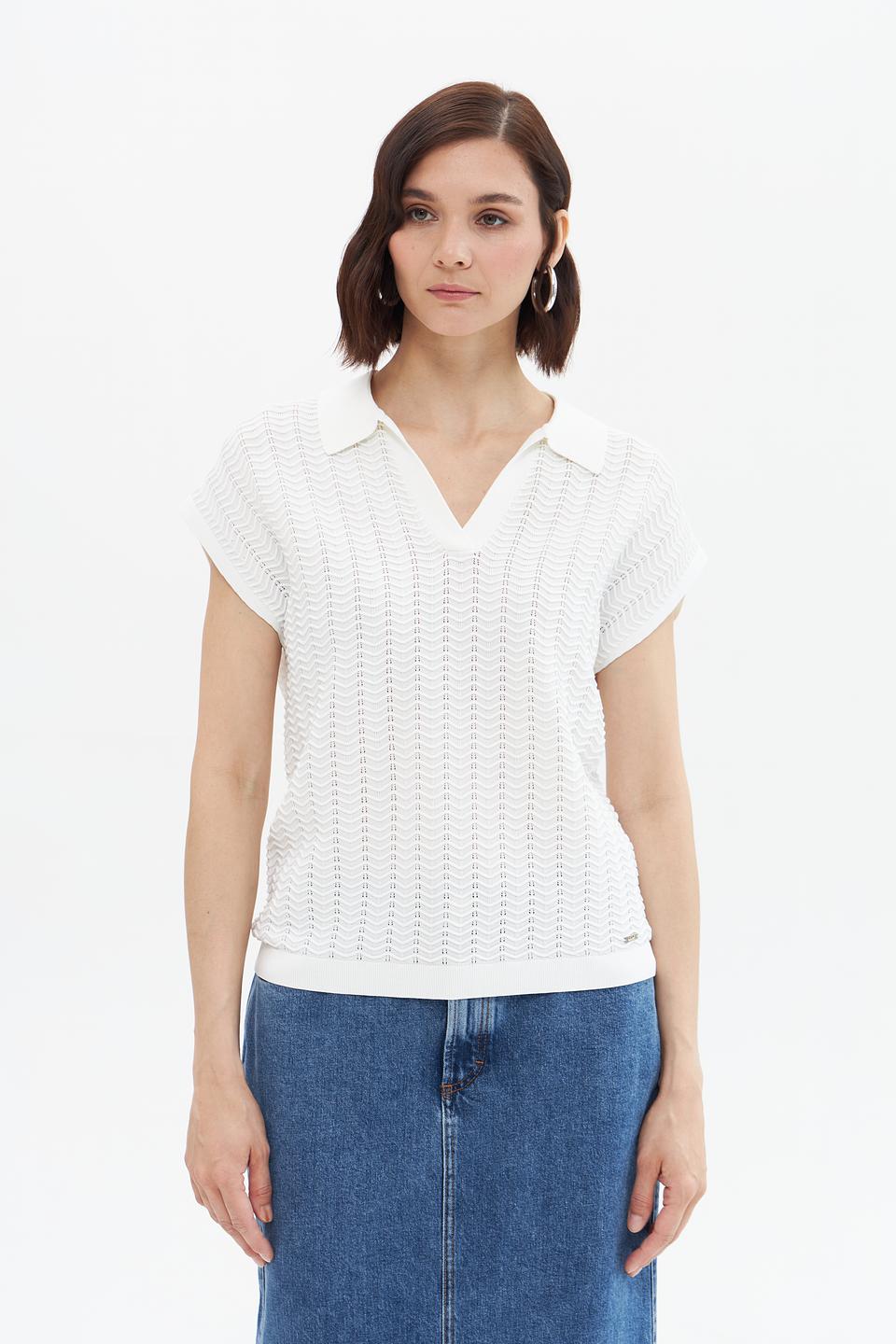 Пуловер Cinque с воротником-поло белый